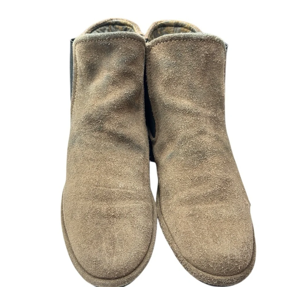 Fly London Boots 39 Yade Ankle Booties Wedge Pull On Brown Suede P500426003